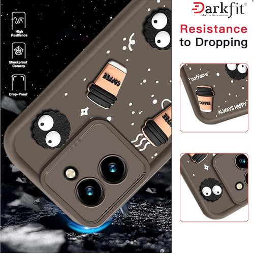 Image of Back Case Cover Compatible with Vivo T3x 5G | Cute Fun Cartoon Ball 3D Coffee Silicone Case | Body Protection | Camera Protection | Shock Proof | Color Brown | Pack of 1