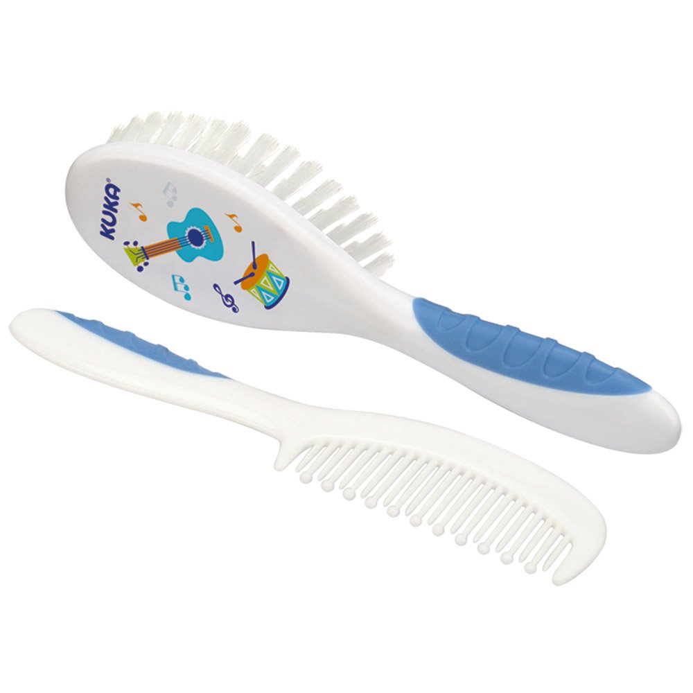 Kit Escova e Pente de Cabelo Bebê Cerdas Macias Kuka