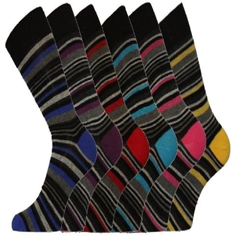 12 Pk Mens Pierre Calvini Luxury Stripe Cotton Rich Sock UK 6-11 EUR 39-45 Cover