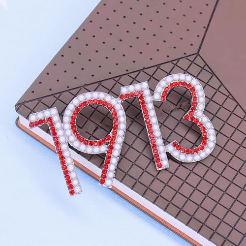 Image of Soror Organization Pearl 1913 DST Brooch Pin for Women Sorority Gift Greek Sorority Brooches for Clothing Bag