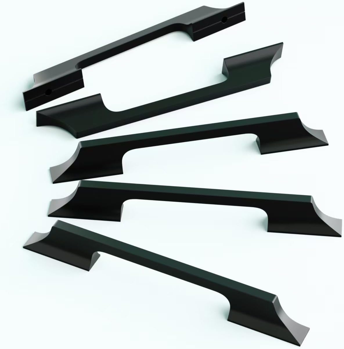 5 Pack Black Cabinet Pulls Solid Alloy 5.04''(128MM) Hole Center Cabinet Handles Solid Modern Drawer Pulls Hardware for Kitchen