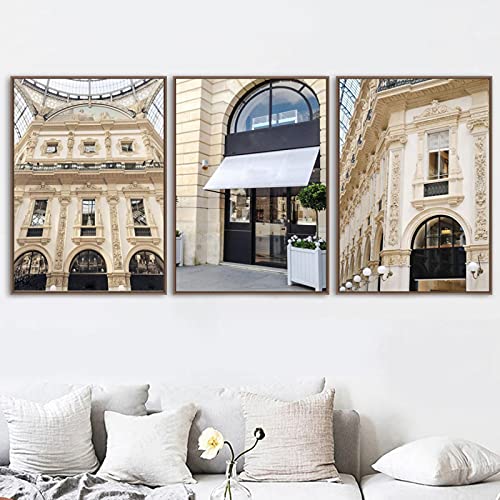 Art mural toile peinture retro architecture mode nordique haut de gamme pour intérieur