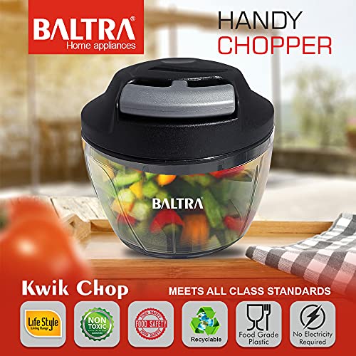 Image of BALTRA Kwik Handy Manual Food Chopper Vegetable Cutter 450 ml, gray (BHC-201)