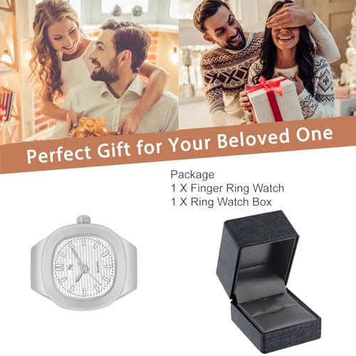 Image of Shocknshop Analog Fashion Stainless Steel Square Silver Ladies Ring Watch for Women -W165