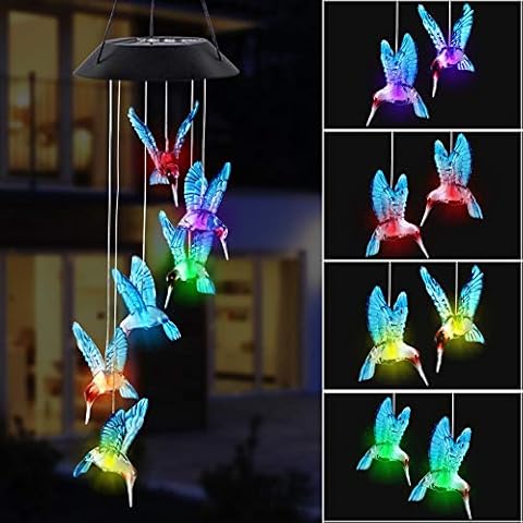 MorTime LED Solar Hummingbird Wind Chime Cover