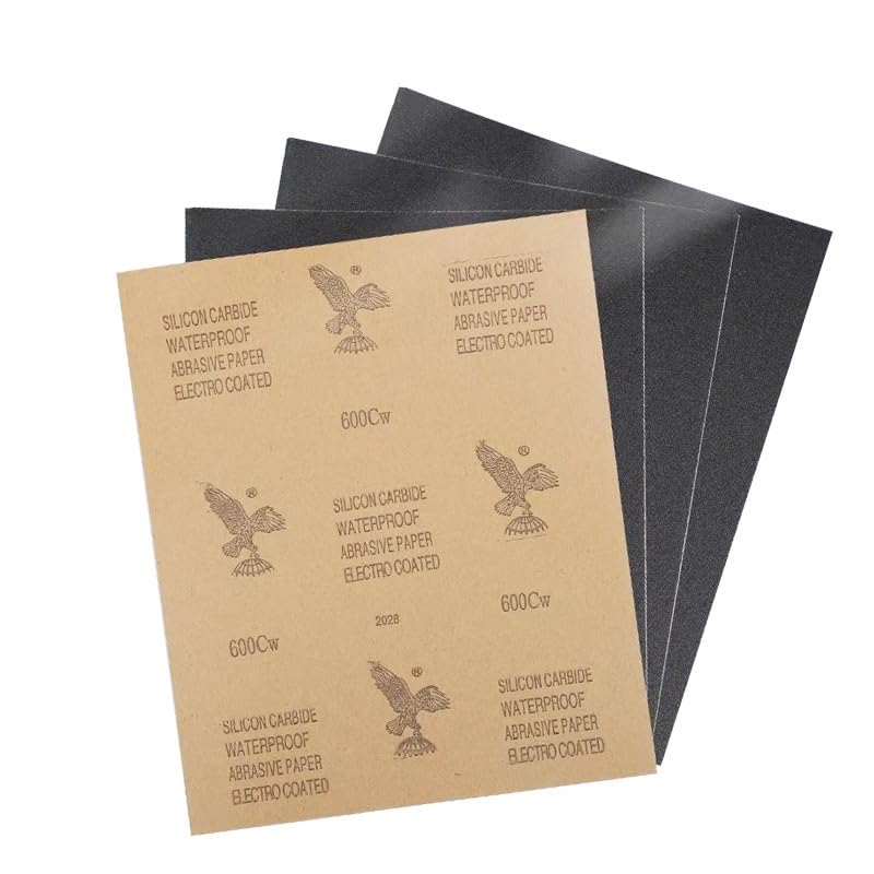 Papier Abrasif à Sec et à l’Eau, Carbure de Silicium 60–2000 Grains, 1–20 Feuilles, Bois Métal Céramique, Polissage Auto & Retrait Rayures(1200 mesh 20 pcs)