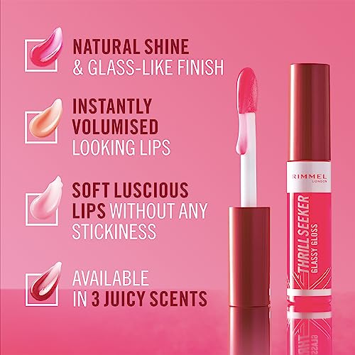 Rimmel Thrillseeker Glassy Gloss 500 Pine to the Apple, Hydrating Shine, Hyaluronic Acid, Anti-Oxidant Complex, Non-Sticky - Image 4