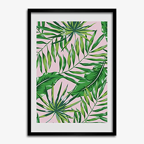 Cadre en bois 50x70 cm moderne tableau photo affiche feuilles tropicales