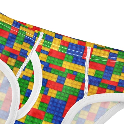 Boys' Exclusive Briefs Toddler Underwear 95% Combed Cotton Boxerbriefs 2T Colorful Building Block Pattern 124