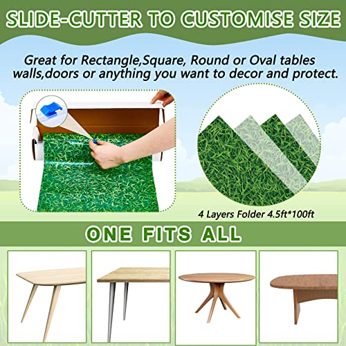 Mepase Grass Tablecloth Roll Green Grass Field Table Covers 54 In X 100 Ft Football Theme Table Cloth With Cutting Box For Football Soccer Theme Rectangle Tables Decor Birthday Jungle Party Supplies #TOP3