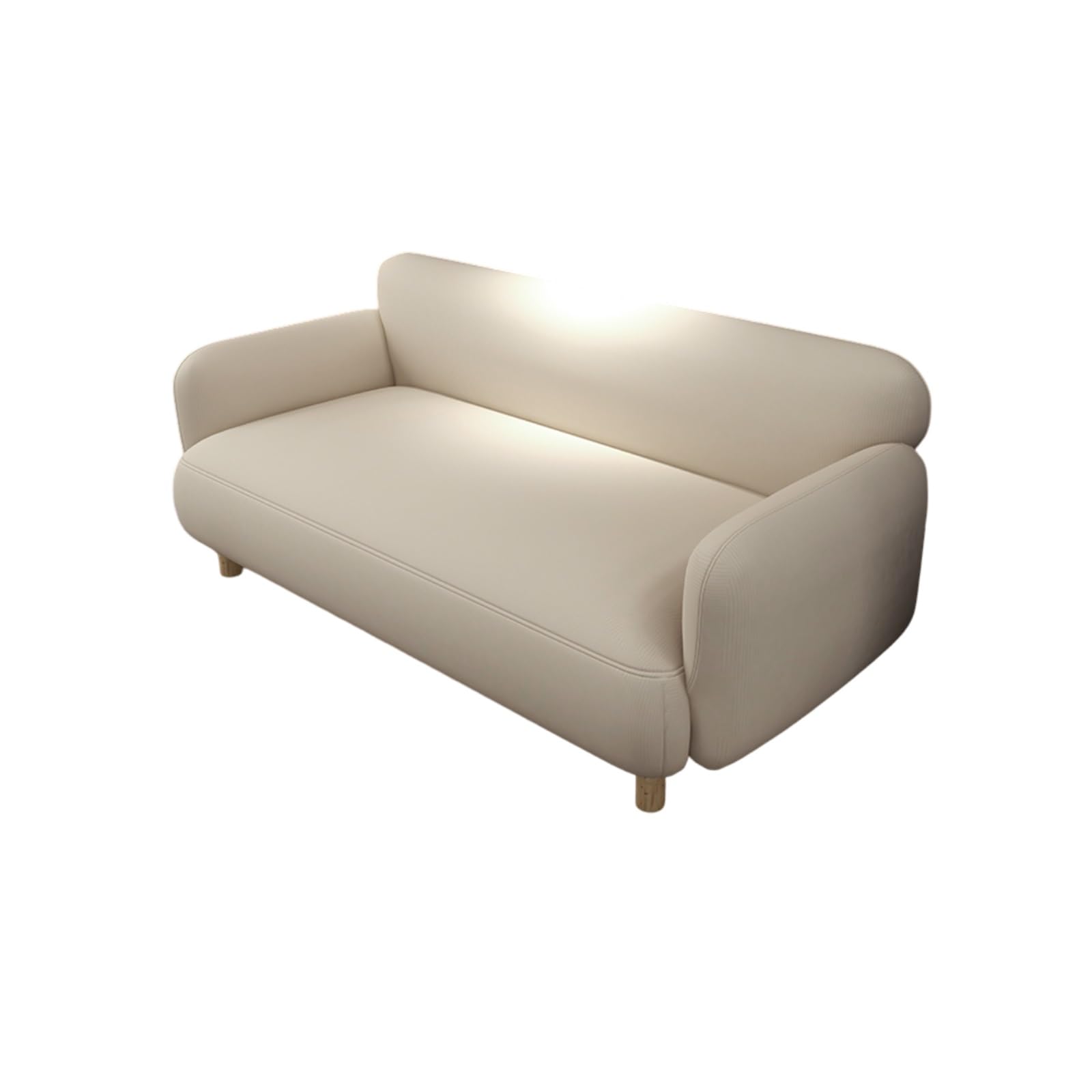 Mid-Century Modern Loveseat Sofa Couch, Ledercouch Mit Beinen Aus Massivholz, Starke Tragfähigkeit, Ergonomisches Stützdesign, Für Wohnzimmer, Büro, Schlafzimmer(A,120cm)
