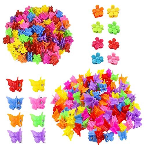 KISEER 200 Pack Assorted Color Mini Cute Flower Butterfly Hair Clips Bulk for Girls or Women