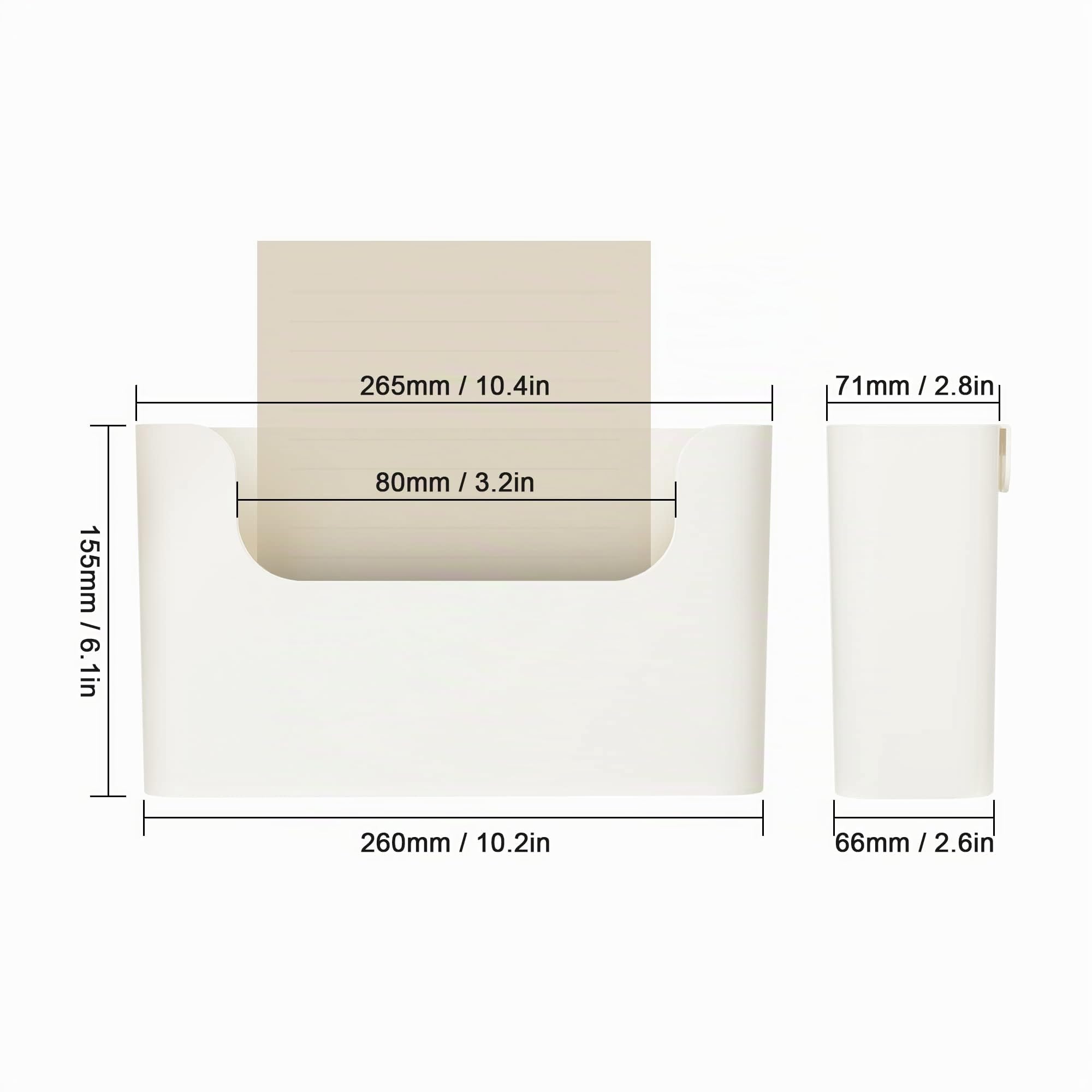 YOHOM Porte-Dossier Adhésif Pour Porte Organisateur de Courrier et de Magazines, Fixation Murale Pour Bureau, Simple Pochette (Blanc-1)