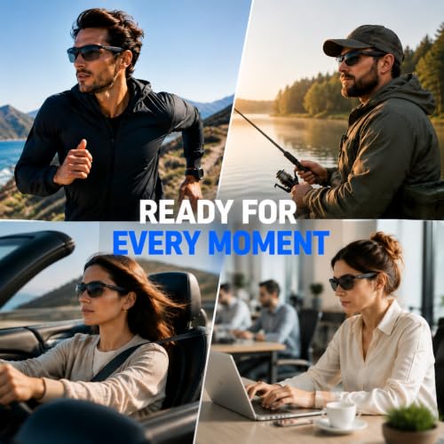 ftocase Bluetooth Sunglasses, Open-Ear Audio Glasses | UV400 Polarized Lenses, Bluetooth 5.3, 8H Playtime | Adjustable Nose Pads, Hands-Free Call for Sports Driving Cycling | Men & Women - image 6