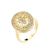 Türkische Ringe Mode Zirkon Durchbrochene oval Verlobungsring Schmuck Geschenke für Frauen Ringelkabel (Gold, 9)