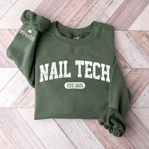 CHILLEVER Personalized Nail Tech Sweatshirt, Custom Manicurist Sweater, Salon Crewneck, Graduation Gift for Beauty Professional, Appreciation Week Present3