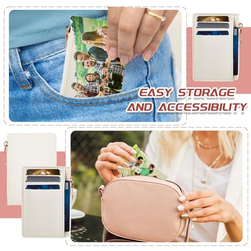Image of Abbylike Wallet Bulk Men Slim Minimalist Leather Wallet for Laser Engraving Card Holder Front Pocket RFID Blocking with Zipper for Men and Women DIY Church Gift