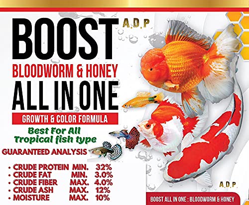 A.d.p. Fish Booster Bloodworm Honey 100 G. Goldfish Food & All Tropical Fish Food Small Floating Pellet Grow Faster & Color Enhancing High Protein 32% Aquarium Baby Fish Newborn Fry Fish Feed Care #TOP1