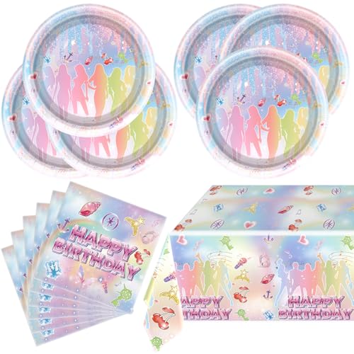 Global Fashion Singer Birthday Party Tableware Set Music Girl Group Themed Party Supplies Include Plates Napkins Tablecloth
