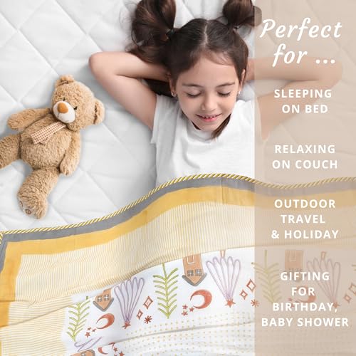 Image of TOAIArt Premium Jaipuri Dohar | AC Blanket Summer Quilt | Hand Block Printed | 3 Layers | Reversible | 150GSM 100% Mulmul Cotton | 100% Cotton Flannel Filling | King 108 inch X 90 inch |Yellow Polka Homes