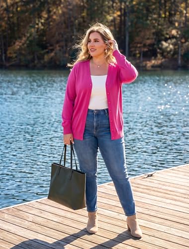 Image of TIANZHU Plus Size Cardigan for Women Button Open Front Long Sleeve V Neck Comfy Lightweight Sweaters XL-4XL