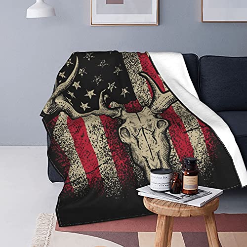 American Deer Fleece Throw Blanket Soft Lightweight Warm Cozy Plush Blanket For Couch Bed Sofa 80"X60" #TOP1