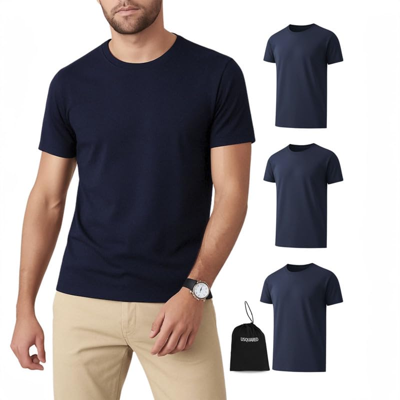 Men's T-Shirts 3 Pack, Short Sleeves Crew Neck Plain Fitted Tees ...