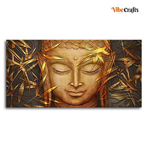 Image of VIBECRAFTS Canvas Paintings for Living Room Drawing Room Gautam Buddha With Serene Smile Canvas Wall Painting Fitted With Wooden Frame For Home | Office | Living Room | Gift (PTVCH 2491)