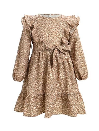 AWIBMK Mommy and Me Matching Dresses Boho Floral Ruffle Long Sleeve Casual Fall Winter Mom Daughter Matching Dress3