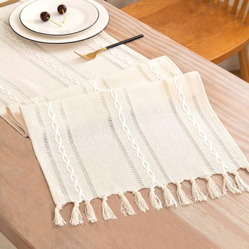 Table Runner, Rustic Farmhouse Linen Waterproof Table Runners for Holiday