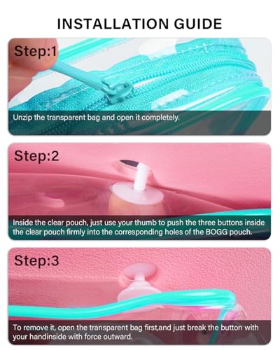 Image of LETGO 4 PCS Clear Insert Bag for Bogg Bag, 4 Sizes Waterproof Beach Bag Organizer Pouch with Bogg Bag Hooks Accessories,Transparent Zipper Makeup Toiletry Bag for Rubber Tote Bag Beach Travel