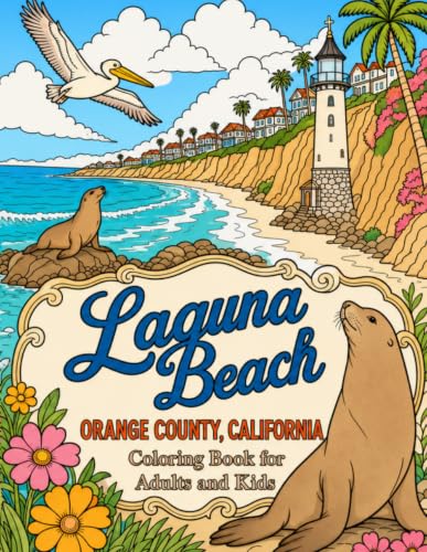 Laguna Beach Coloring Book for Adults and Kids: Orange County, Southern California: Vacation Souvenir and Travel Gift: SoCal Coast Beach Activity Pages image 2