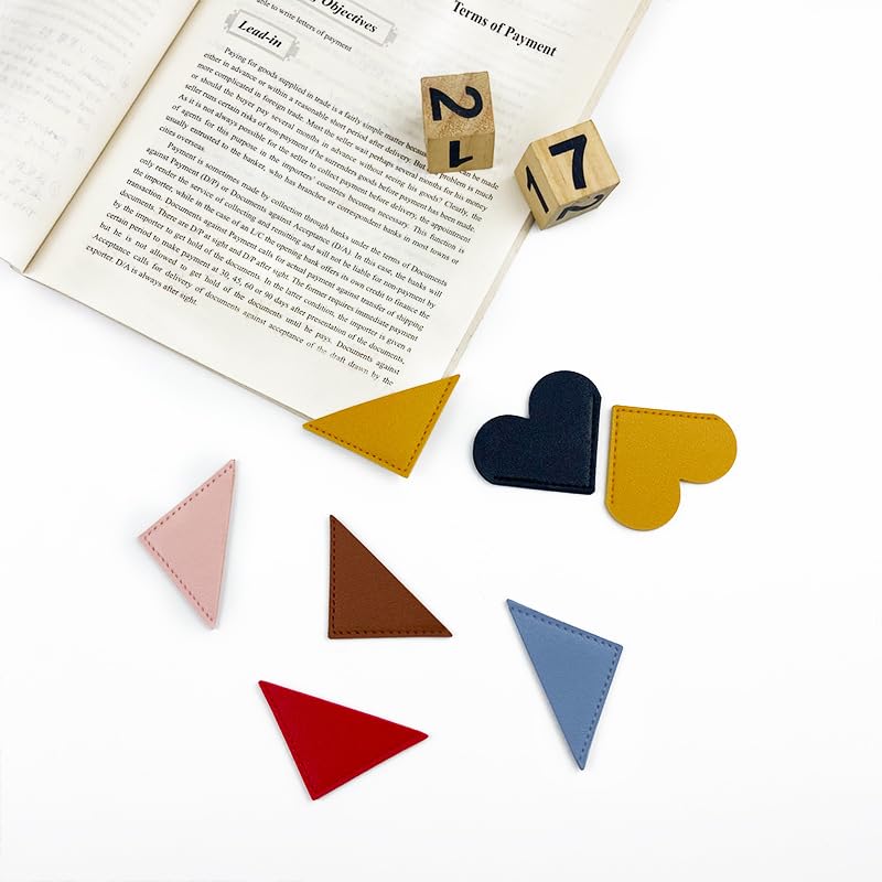 Hrlace Pack of 8 Leather Heart Bookmarks Personalised Leather Corner Page Book Marks Cute Bookmarks Handmade Bookmarks for Book Lovers Book Accessories Heart Black - Image 4