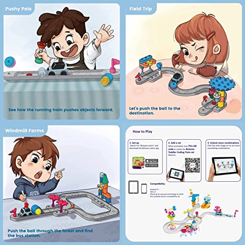 Botzees Coding Train Set For Toddler Train Sets For Kids Car Train Toys Tracks Fits For Girls & Boys Ages 2+（147 Pieces） #TOP6