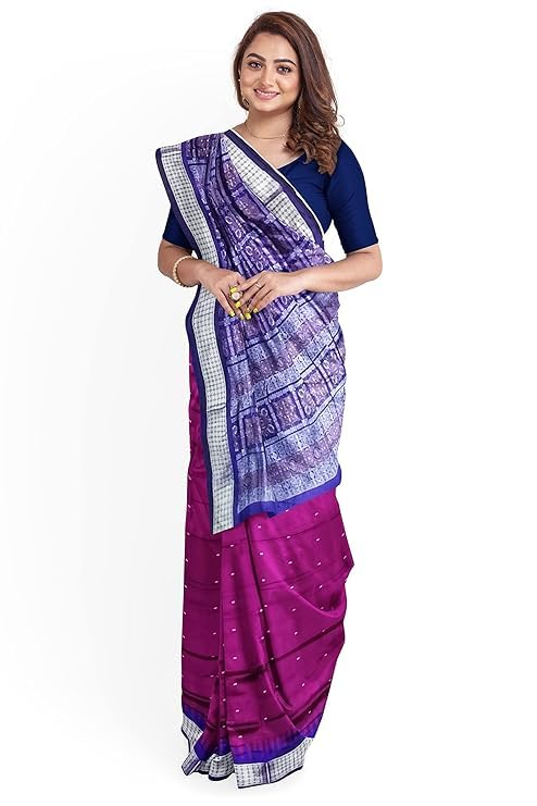 Image of Handmade Pure Bomkai Silk Saree Khandua Natural Silk Ikkat Saree For Women /Ethnic Wear /Traditonal Saree /Handloom Saree With Regular Fit Blouse Piece
