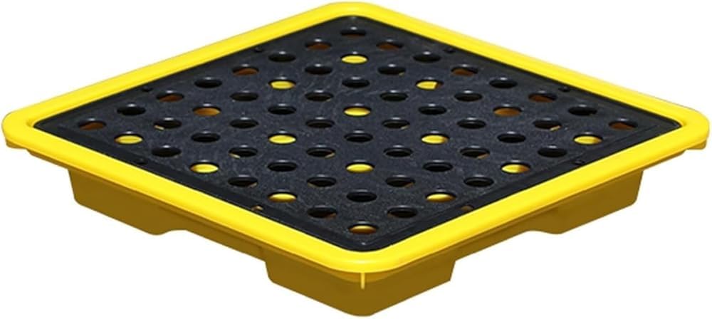 LVSEWOA Heavy-Duty Spill Containment Pallet with Drain Outlet, Removable Grate, Stackable Design, Anti-Skid Surface