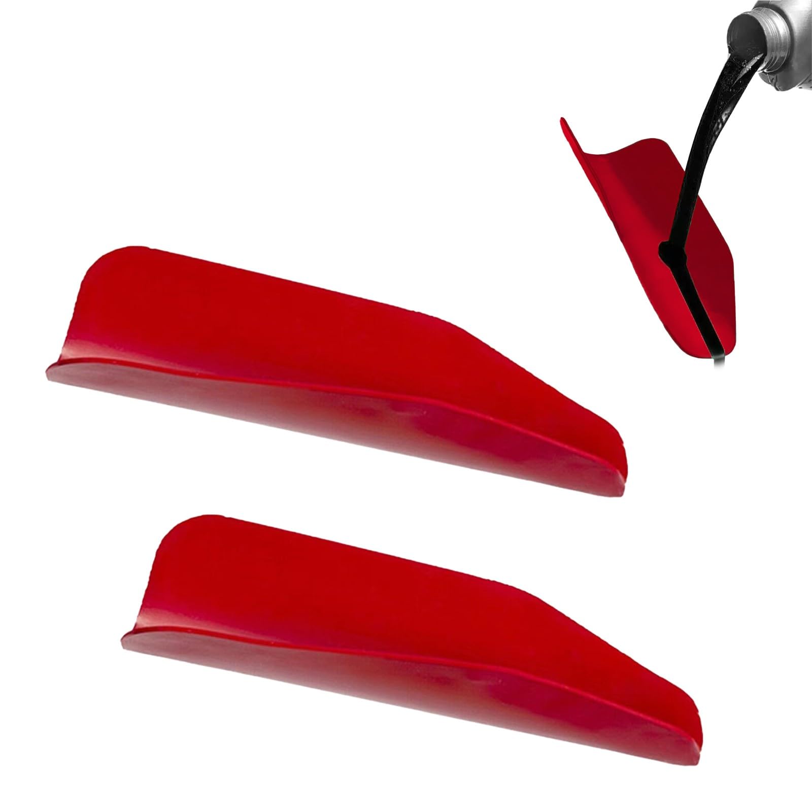 2 PCS 14" x 6" Flexible Draining Tool Oil Funnel, Foldable Free Oil Filter, Reusable Moldable Funnel Drain Oil Guide Plate, for Oil Change from Cars, Trucks, Motorcycles (Red)