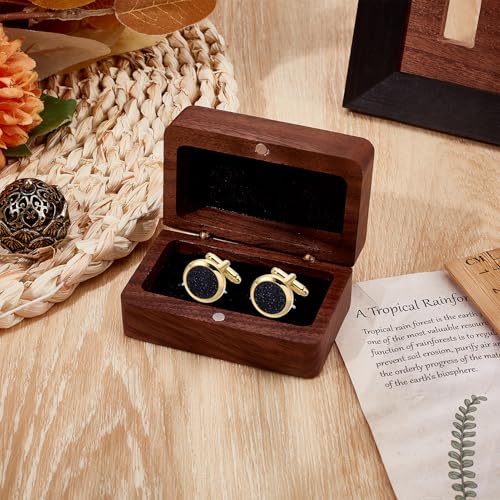 NICENEEDED Boîte à Boutons de Manchette en Bois de Noyer Présentoir Carré pour Petits Boutons de Manchette avec Une Seule Fente Boîtes de Rangement en Bois pour Boutons – vue 6