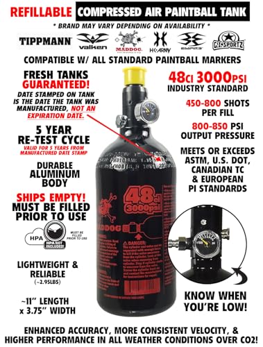 Image of Maddog Empire Mini GS Full Auto Paintball Gun Marker w /HPA Tank, Empire Halo Too Loader, Thermal Anti-Fog Paintball Mask Goggle, Neck Protector, 4+3 Harness & (4) Pods Starter Package