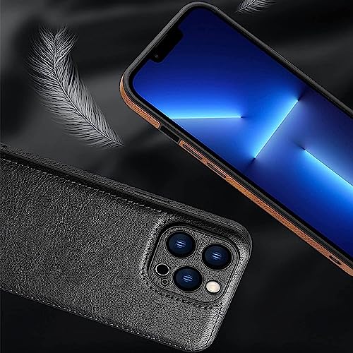 Coque en cuir iPhone 14 Pro de qualité supérieure marron - 5