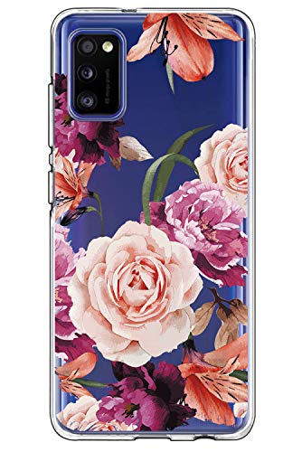 Croazhi Galaxy A41 Case Cover Kompatibel mit Samsung Galaxy A41 Hülle Silikon Motiv Transparent Schutzhülle Handyhülle Dünn 360 Grad Bumper Stoßfest Blumen Muster Hüllen für Galaxy A41 Handy