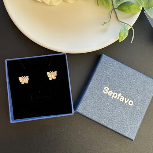 Image of Crystal Butterfly Earrings,Inlaid with Zirconia,Hypoallergenic Children's Diamond Silver Earrings,Birth Gift Birthday Valentine's Day Mother's Day Graduation Gift