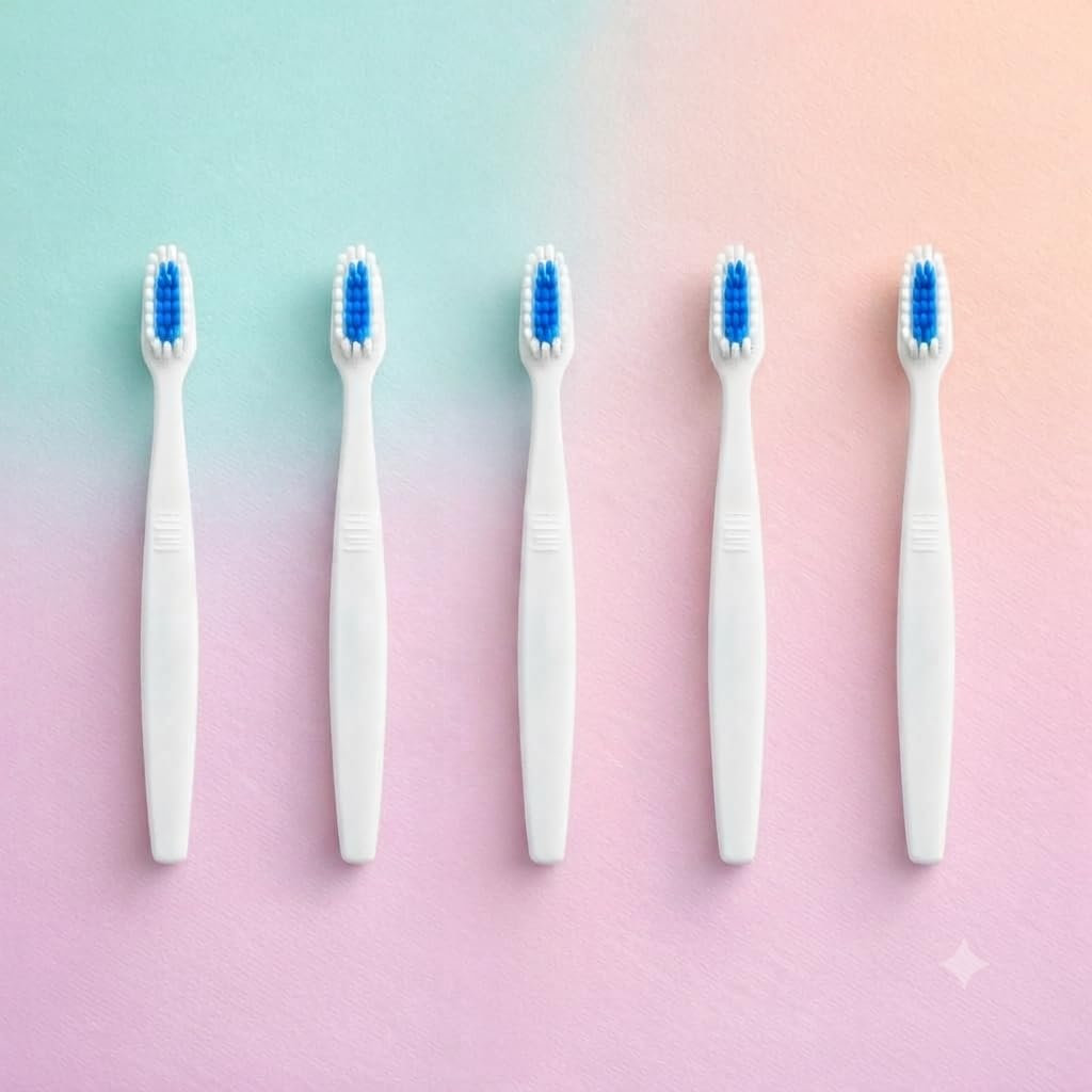 Disposable Toothbrushes Bulk Set Individually Wrapped Medium Soft Bristles Travel Toothbrush for Hotel Amenities Camping Vacation Rental Dental Hygiene (Pack of 50)-image-1