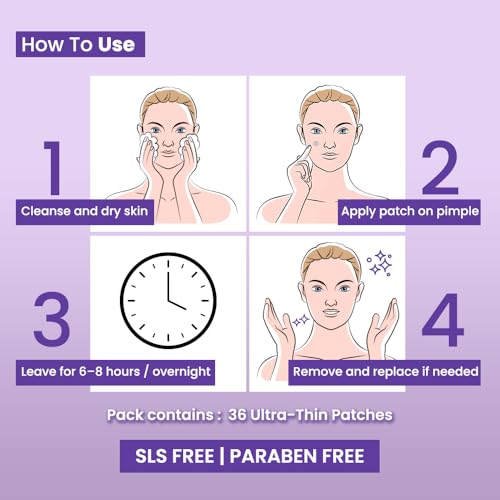 Image of Acnestar Anti-Acne Pimple Patch | Hydrocolloid | Clears Pimples | Invisible Spot Cover | 36 Patches | SLS & Paraben Free