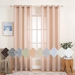 Mundo Visillo MIULEE Cortinas de Lino Cruzada Visillo Color Puro Translucido de Dormitorio Moderno Decoracion Transparente para Ventana Sala Cuarto Dormitorio Comedor Cocina Salón 2 Hojas 140x245cm Durazno