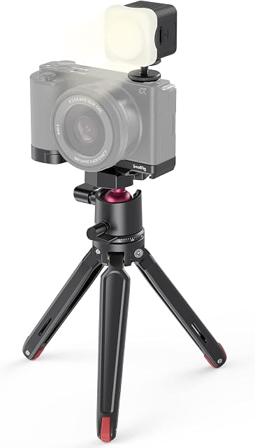 SMALLRIG Mini Tripod Camera Vlogging Video Rig Kit with Extension Grip Baseplate Mini Tripod and Mini LED Light - 3525