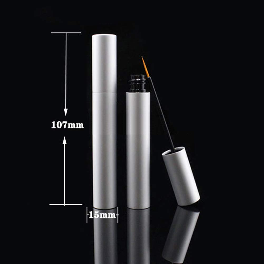 4 tubos vacíos de aluminio para delineador de ojos de 0.17 onzas líquidas, botella líquida de crecimiento de pestañas, tubo de plástico con cepillo para el crecimiento de pestañas, tubo de 2