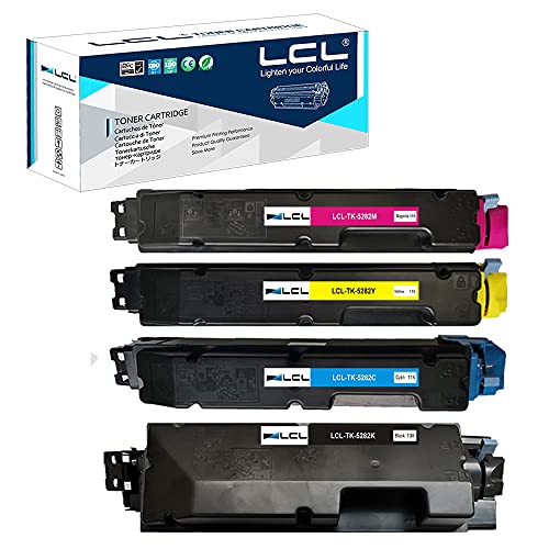 LCL Compatible Toner Cartridge Replacement for Kyocera TK5282 TK-5282 TK-5282K TK-5282C TK-5282M TK-5282Y 1T02TW0US0 1T02TWCUS0 1T02TWBUS0 1T02TWAUS0 (Black Cyan Magenta Yellow 4-Pack)