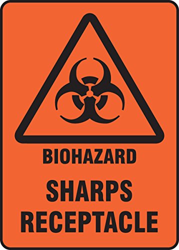 Autocollant biohazard sharps receptacle signalisation danger biologique