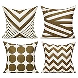 All Smiles Brown Outdoor Throw Pillow Covers 18x18 Set of 4 Boho Decorative Home Porch Decor Cushion Cases for Patio Furniture Chair Couch Sofa Living Room,Geometric Coffee Chocolate